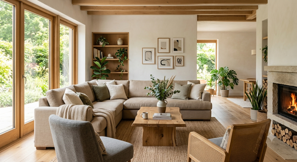 Cozy living room with beige sofa, Affordable Interior Design Services