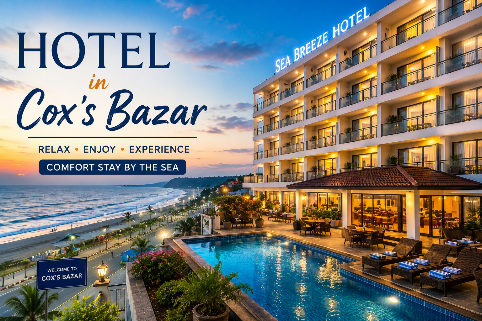 Hotel in Cox’s Bazar with sea view and swimming pool