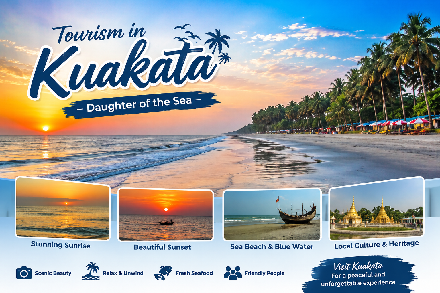 Tourism in Kuakata I Explore the Beauty of the Sea Beach Tourism in Kuakata: